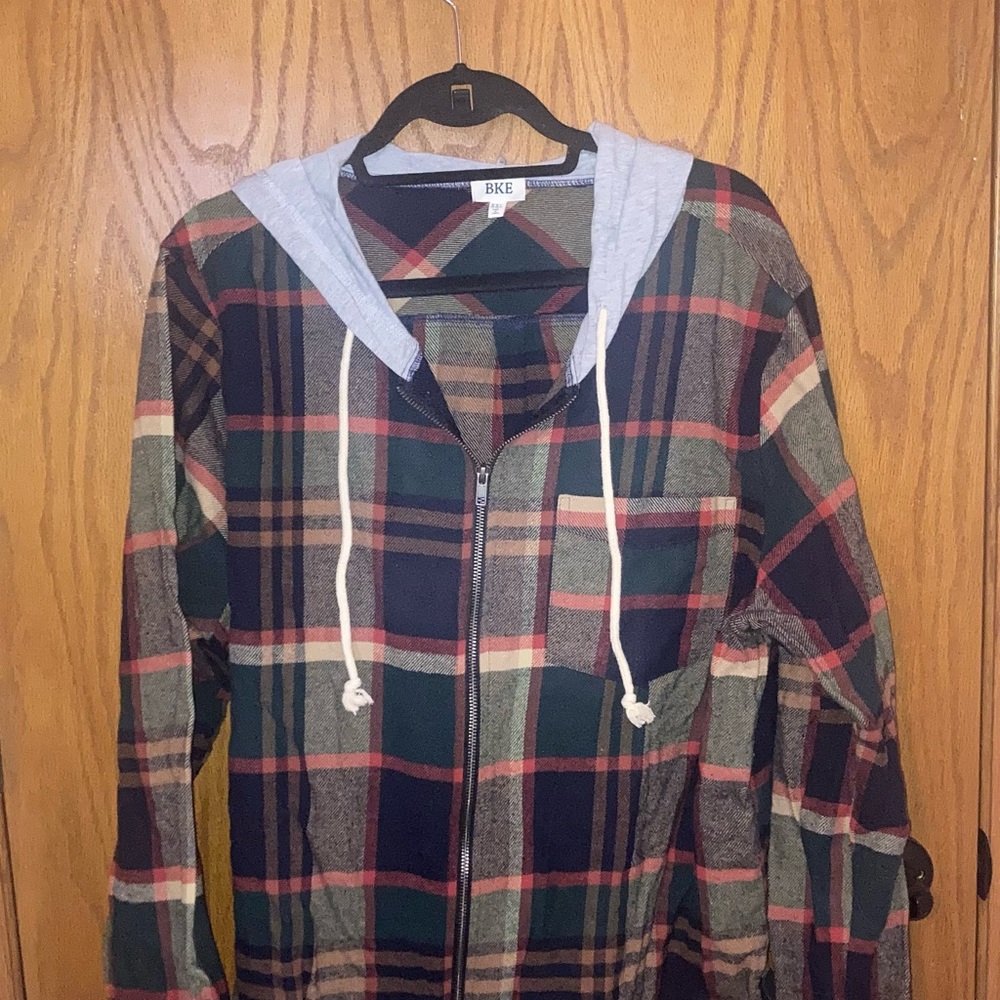 BKE Plaid Soft Flannel Hoodie Jacket.  Size XXL.  Like New.
